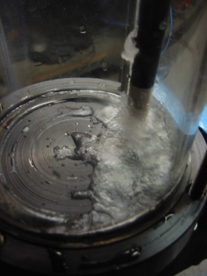 Vakuumtrocknung 3: das Wasser ist zu Eis gefroren